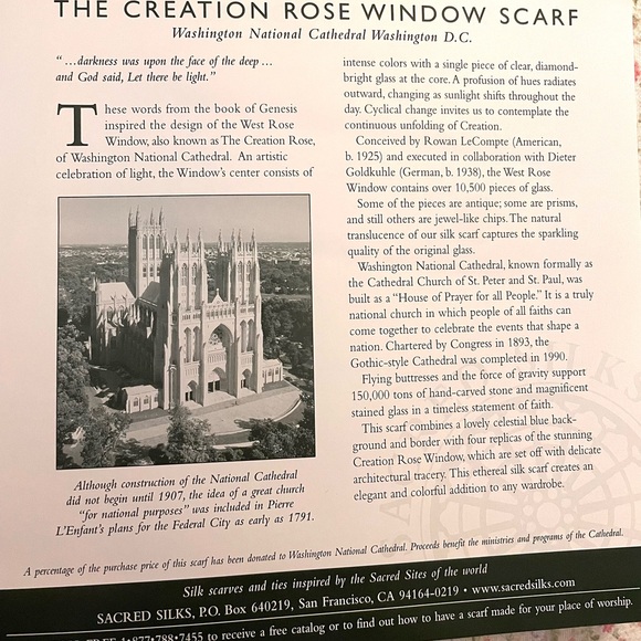 Sacred Silks Creation Rose Window Scarf, 100% Silk, Brand New, Original box - Picture 5 of 6